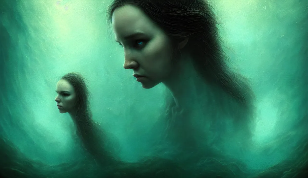 Image similar to epic professional digital art of angry life, ambient teal light, painted, mysterious, closeup cinematic aquatic scene, eerie, mythic, detailed, intricate, grand, leesha hannigan, wayne haag, reyna rochin, ignacio fernandez rios, mark ryden, van herpen, artstation, cgsociety, epic, stunning, gorgeous, wow wow detail