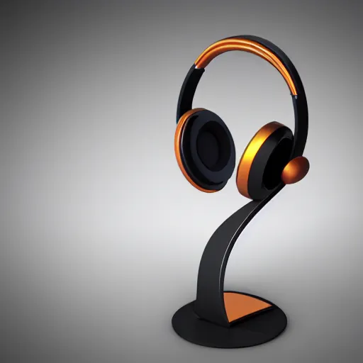 Image similar to headphone stand, futuristic, techno, cyberpunk, product design, render, concept