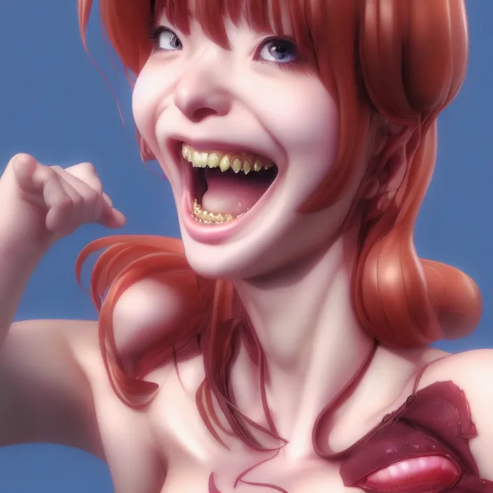 Prompt: portrait of the popular girl giggling, by katsuhiro otomo, yoshitaka amano, nico tanigawa, and artgerm rendered with 3 d effect.