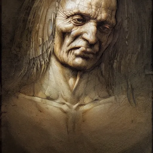 Image similar to one of the worst fossil reconstructions in human history by leonardo da vinci greg rutkowski