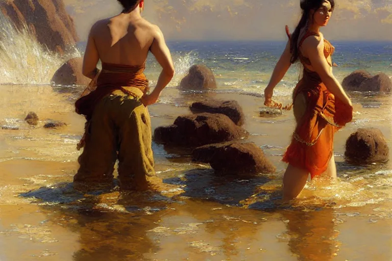 Image similar to water bender, painting by gaston bussiere, craig mullins, j. c. leyendecker