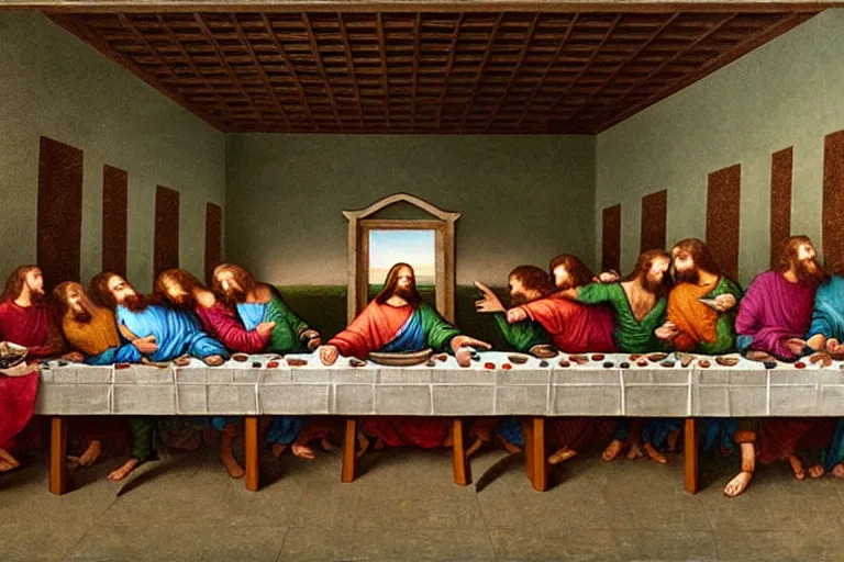 Image similar to the last supper with lizards