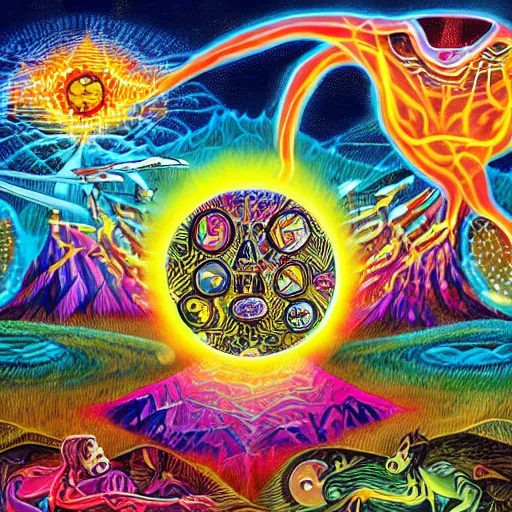 Image similar to a detailed illustration showing the creation of DMT.