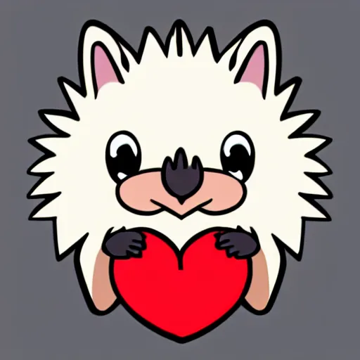 Image similar to twitch emote of a cute hedgehog, heart, love, adorable, cute