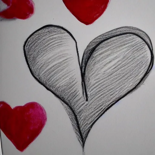 Prompt: the heart drawing by children