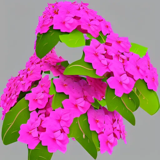 Image similar to A 3D reconstruction of a flowers Bougainvillea with 10 pedals evenly dispersed and Stamens in the center, rendered in Unity, 3ds Max Design, Blender, and Maya