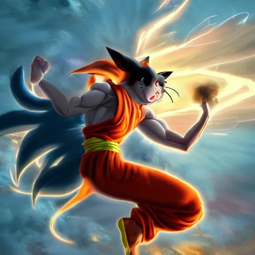 cat girl going super saiyan dragon ball z by Stanley