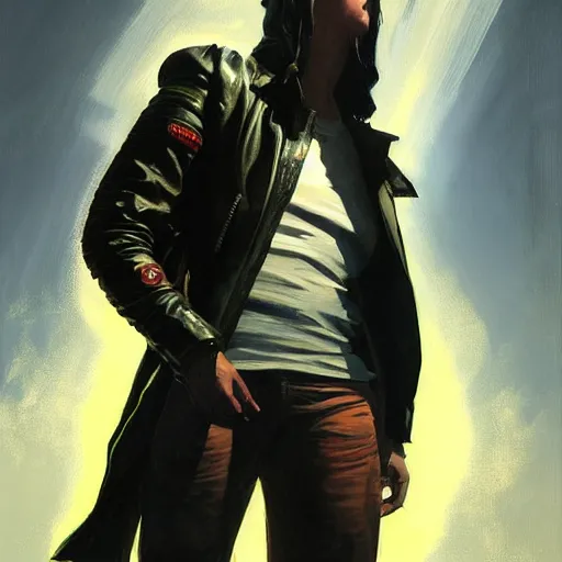 Prompt: greg manchess portrait painting of cthulhu in leather jacket as cyberpunk 2 0 7 7 character, medium shot, asymmetrical, profile picture, organic painting, sunny day, matte painting, bold shapes, hard edges, street art, trending on artstation, by huang guangjian and gil elvgren and sachin teng