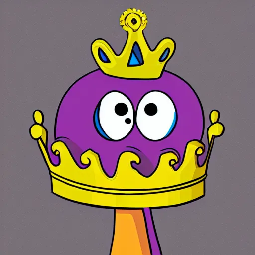 Image similar to kidney bean holding a staff, wearing crown, cartoon character, digital art, fun,