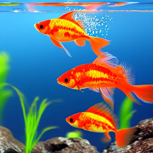 Image similar to a video frame from a nature film about the secret life of pet goldfish, ultra realistic, high definition