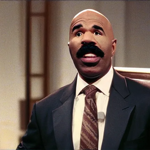 Prompt: a screen still of steve harvey in the famous scene from the movie se 7 en