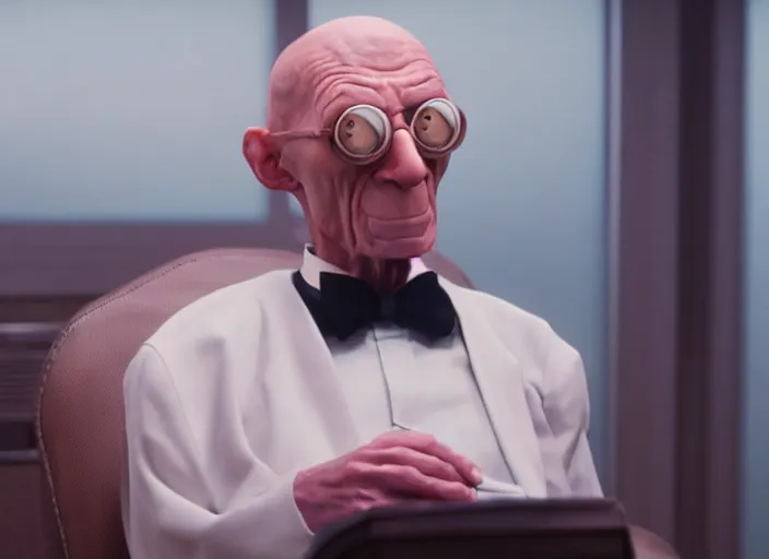 Image similar to film still of real life professor farnsworth in the scifi movie, 4 k