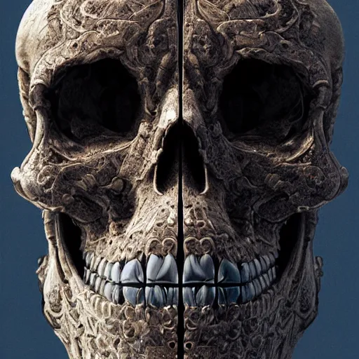 Image similar to portrait_of_a_melting_skull._intricate_abstract._intricate_artwork._by_Tooth_Wu_wlop_beeple_dan_mumford._octane_render_trending_on_artstat