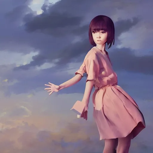 Prompt: clothed, worksafe. instagram photo, kodak portra. by wlop, ilya kuvshinov, krenz cushart, greg rutkowski, trending on pixiv. zbrush sculpt, octane, maya, houdini, vfx. full body portrait of a japanese junior idol, summer dress. oil painting. cinematic dramatic atmosphere, sharp focus, volumetric lighting.