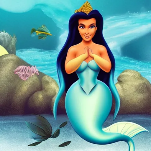 Prompt: Kim Kardashian as Ariel the Little Mermaid
