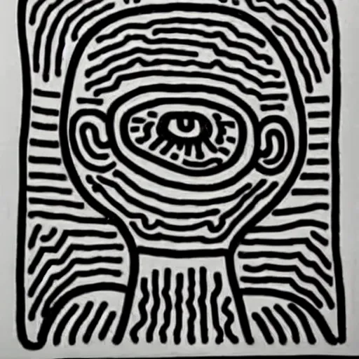 Prompt: keith haring's drawing of a janus face