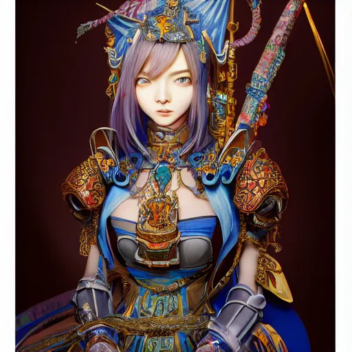 Prompt: studio portrait of legit kind colorful female holy mech paladin gunmeng machiki absurdly beautiful, elegant, young sexy elegant woman, super fine surreal detailed face illustration by kim jung gi, iraq nadar, intricate lines, sharp focus, vibrant colors, matte, octopath voyager, final fantasy, unreal engine highly rendered, global illumination, radiant light, intricate environment