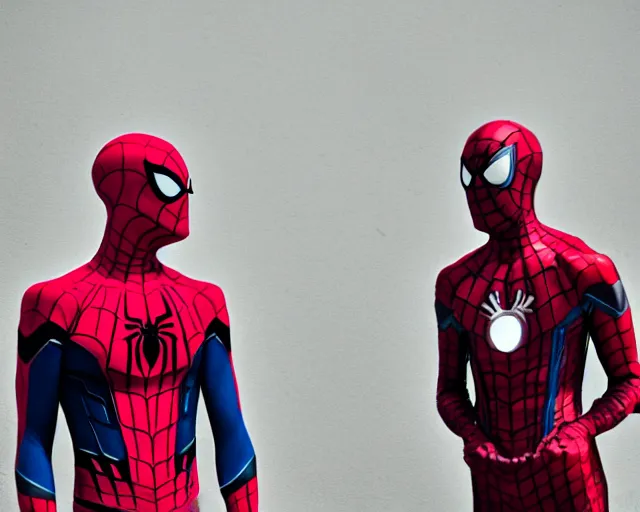 Prompt: spider - man and iron man suit hybrid, lomography lady grey