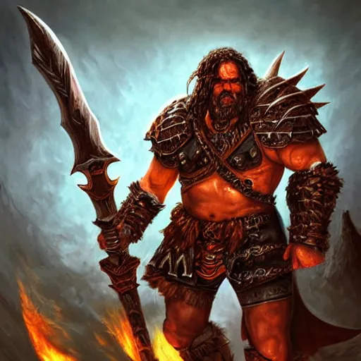 Image similar to a barbarian from diablo in heavy armor, artstation hall of fame gallery, editors choice, #1 digital painting of all time, most beautiful image ever created, emotionally evocative, greatest art ever made, lifetime achievement magnum opus masterpiece, the most amazing breathtaking image with the deepest message ever painted, a thing of beauty beyond imagination or words