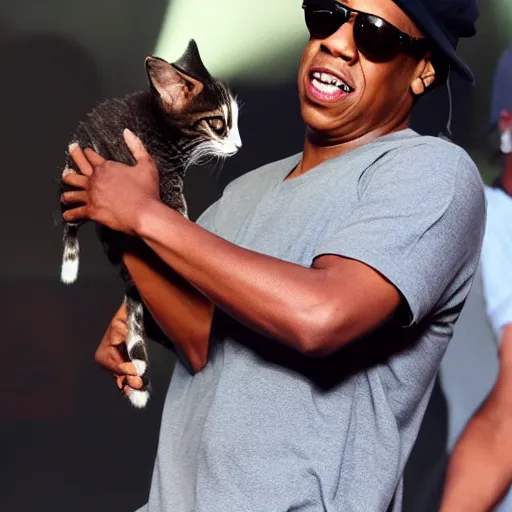 Prompt: picture of jayz killing a kitten