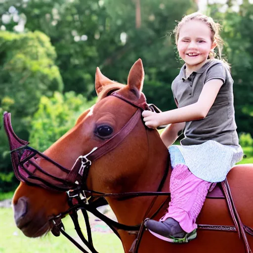 Image similar to 7 year old girl riding on the horse