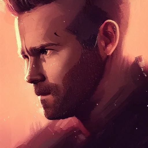 Image similar to “ portrait of ryan reynolds by greg rutkowski, young, attractive, highly detailed portrait, scifi, digital painting, artstation, concept art, smooth, sharp foccus ilustration, artstation hq ”