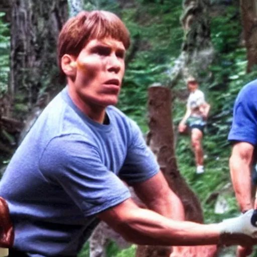 Prompt: Live Action Still of Jerma985 in The Goonies, real life, hyperrealistic, ultra realistic, realistic, highly detailed, epic, HD quality, 8k resolution, body and headshot, film still