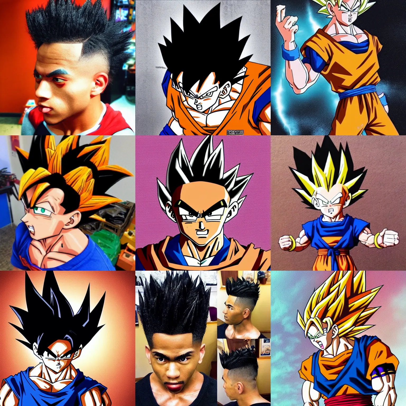 Image similar to dragon ball z goku with a hightop fade