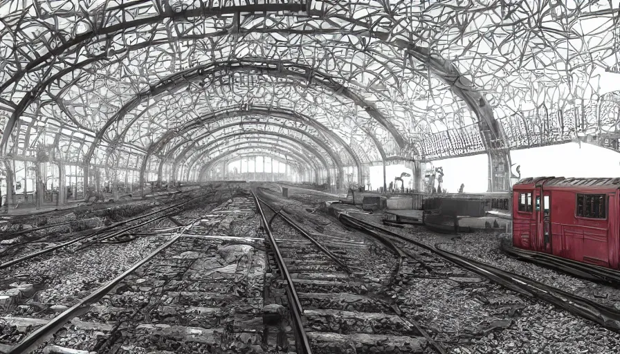 Prompt: soviet train station, anime professional with intricate details digital art made by mina petrovic, laica chrose, jessica prando, tsutomu nihei, studio ghibli, arcane, katsuhiro otomo, hayao miyazaki, akira toriyama, satoshi kon, unreal engine ultra hd 8 k 3 d