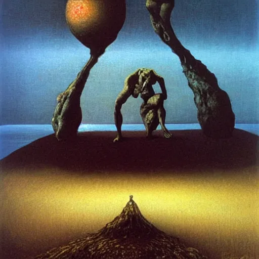 Image similar to Salvador Dali paintings made by Zdzislaw Beksinski