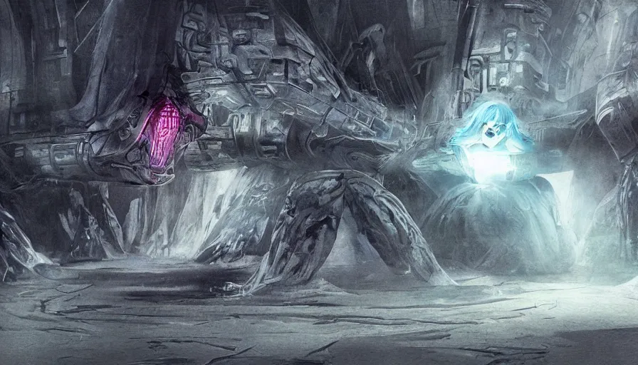 Image similar to first contact with abstract alien being, concept art, movie still