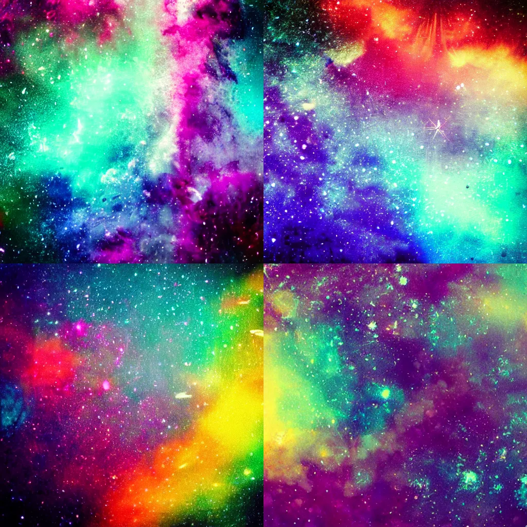Prompt: underwater galaxy, rainbow, colorful, somber, minimal