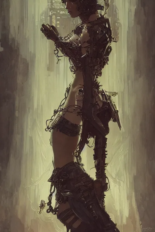 Image similar to beautiful pale cyberpunk gothic maiden, master drawing, intricate, elegant, highly detailed, digital painting, artstation, concept art, smooth, sharp focus, illustration, art alphonse mucha and james gurney and craig mullins and wlop