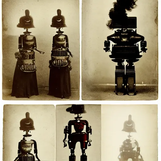 Image similar to portraits of an anthropomorphic steampunk robot maidsa by Louis Daguerre