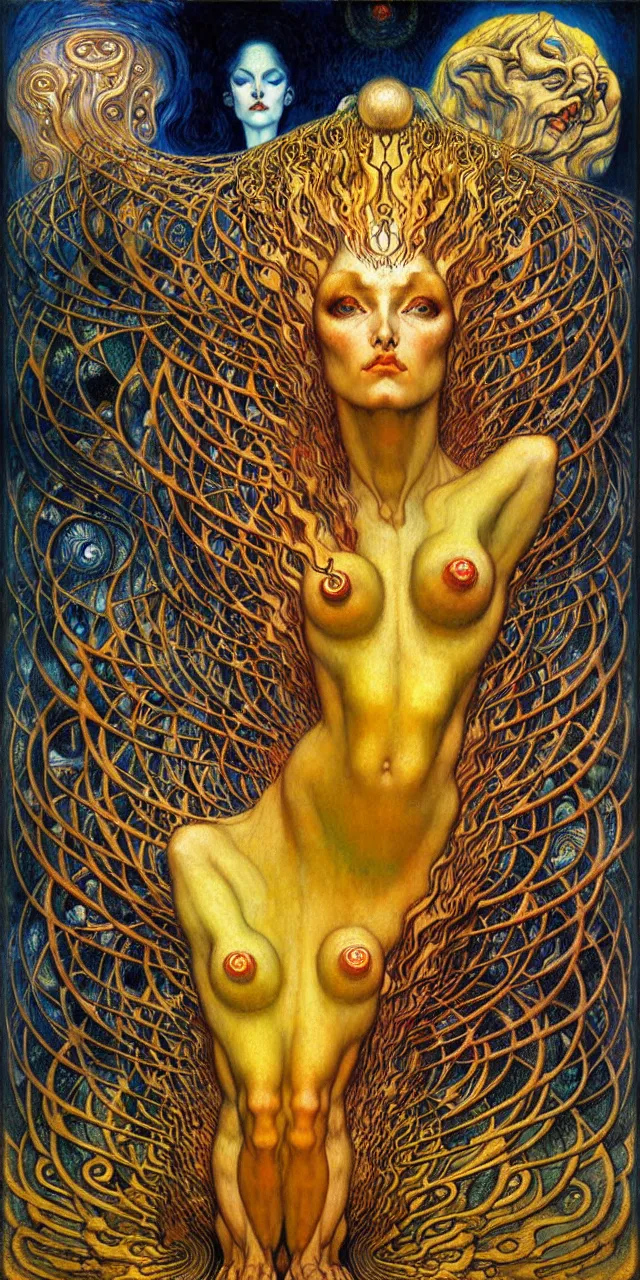 Image similar to Divine Chaos Engine by Karol Bak, Jean Delville, William Blake, Gustav Klimt, and Vincent Van Gogh, symbolist, visionary