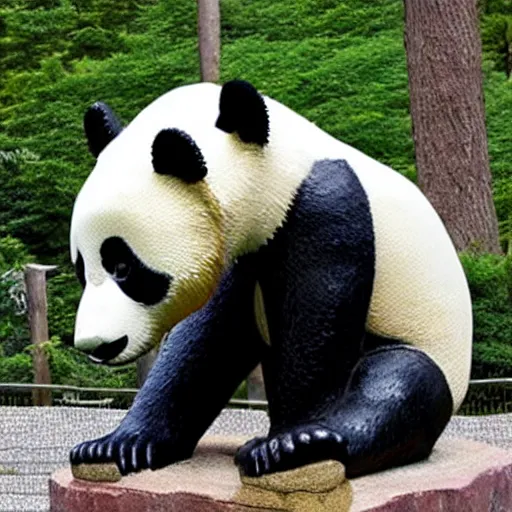 Image similar to giant panda chrome statue