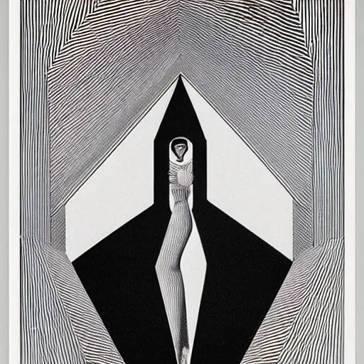 Image similar to white dry needle print polish poster conceptual figurative post - morden monumental portrait made by escher, highly conceptual figurative art, intricate detailed illustration, controversial poster art, polish poster art, geometrical drawings