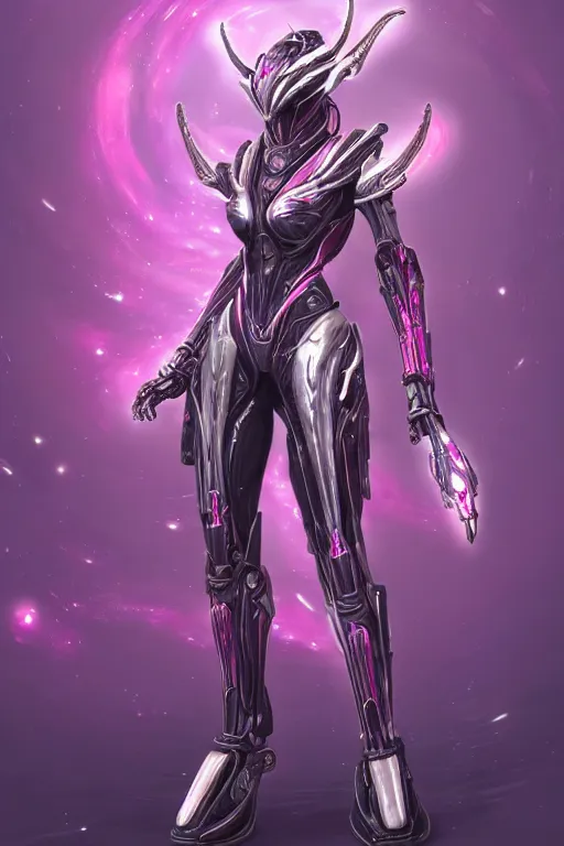 Image similar to galactic sized intricate high detailed elegant beautiful stunning quality giantess hot female warframe anthro mecha female dragon goddess, pink body, sleek metal head, sleek visor, smooth pink skin, sleek silver armor, bigger than galaxy, epic proportions, epic scale, epic size, warframe fanart, furry, dragon art, goddess, giantess, furaffinity, octane