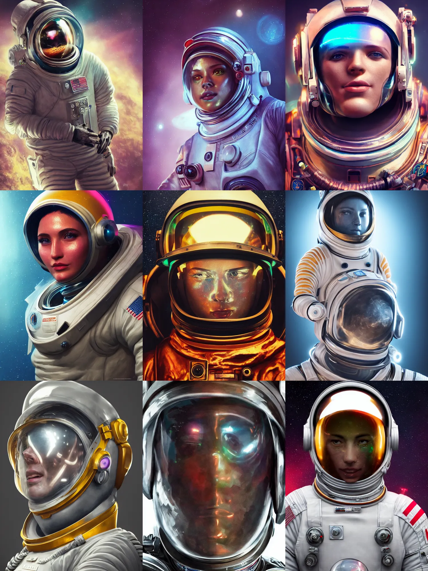 Prompt: portrait art of ultra realistic retro futuristic astronaut, glow, detailed, intricate, full of colour, cinematic lighting, trending on artstation, 4 k, hyperrealistic, focused, extreme details, unreal engine 5, cinematic, masterpiece