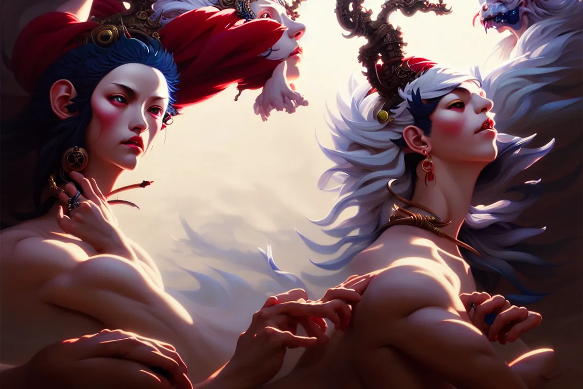 Image similar to beautiful priness mononoke, three point lighting, dramatic lighting, high details, 4k, 8k, best, accurate, photorealism, ultrarealistic, digital painting, style of Peter Mohrbacher, Caravaggio, Dali, Boris Vallejo, Hajime Sorayama