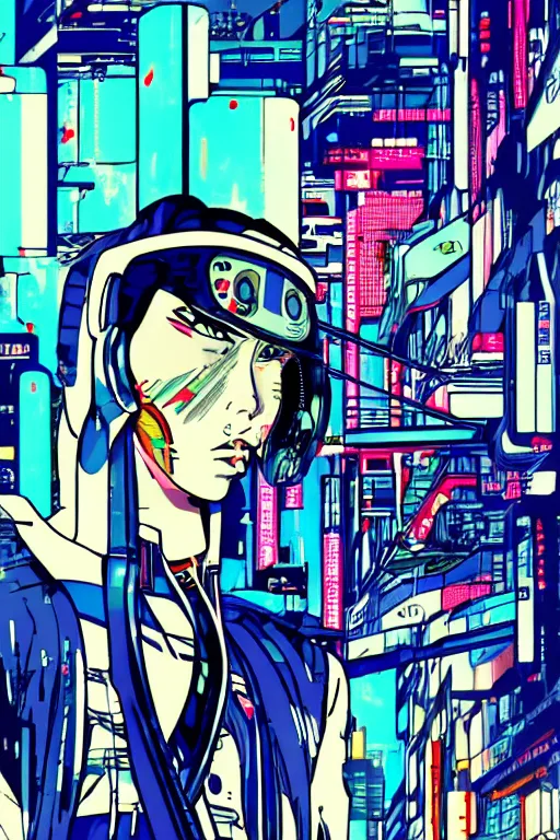 Image similar to futuristic japanese cyberpunk by roy lichtenstein, by ben - day, bladerunner pixiv contest winner, cyberpunk style, cyberpunk color scheme, mechanical, high resolution, hd