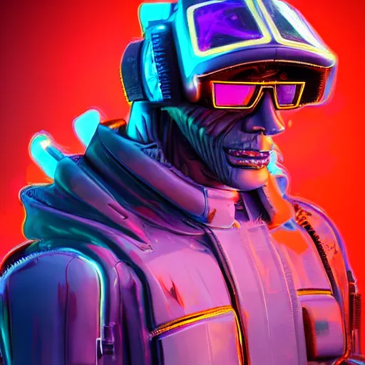 Prompt: augmented cyberpunk alf, cartoon portrait made out of rain, realistic, highly detailed, neon, rendered in octane, unreal engine, rain, beautiful, trending on artstation, emotional