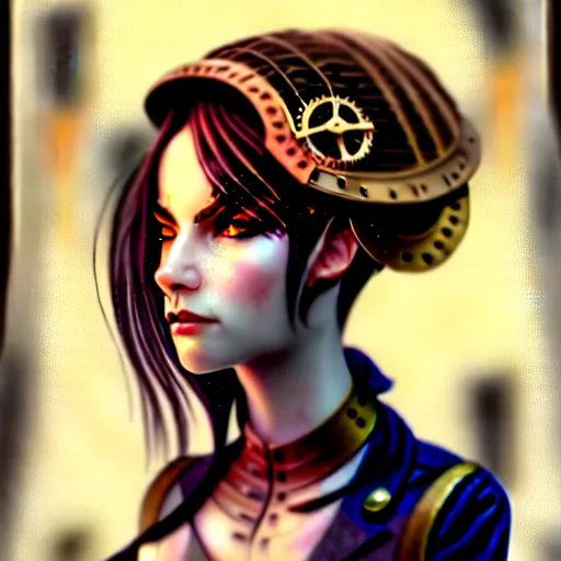 Prompt: character concept portrait of a woman with pale face, steampunk, intricate, elegant, digital painting, concept art, smooth, focus,