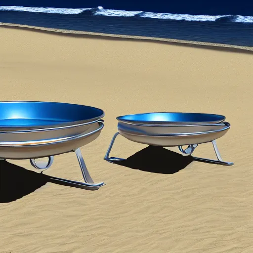 Image similar to two stretched out woks on a beach, photorealistic, 8k