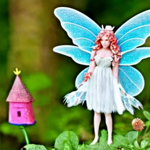 Prompt: photo of a stunningly beautiful cottagecore fairy