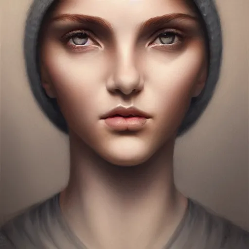 Image similar to tom bagshaw portrait, beautiful portrait of a woman with angel eyes in a suit, hair under a baseball cap, professionally retouched, focus eyes, ultra realistic soft painting, insanely detailed linework, symmetrical accurate intricate features, behance, 8 k