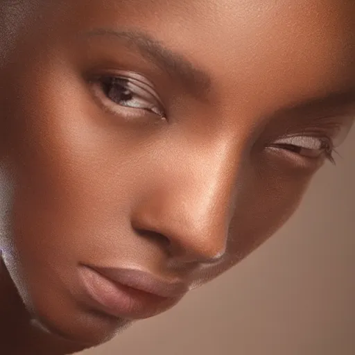 Prompt: beautiful female angel, brown skin, asymmetrical face, ethereal volumetric light, sharp focus