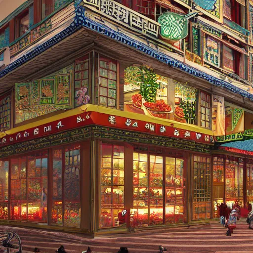 Image similar to a beautiful hyperdetailed render of roasted string hotpot elementary small shop, from china, with merchant logo, simply style, fine delicate structure, chinese style, victo ngai, 4 k hd