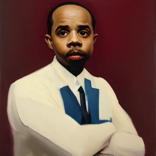 Prompt: Official Portrait of the United States President Earl Sweatshirt, 1962. Oil on Canvas Painting by Bo Bartlett. National Archives