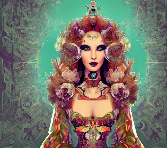 Prompt: beautiful female character inspired by venice carnival and pop art bounty hunter | | digital artwork made by greg rutswork, anna dittmann and lois van barlee, symmetrical, anatomically correct